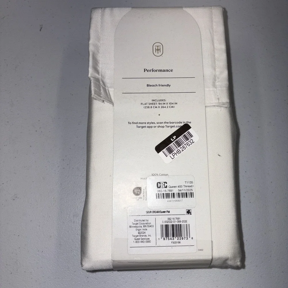 Threshold 400 Thread Count Performance Flat Sheet Sour Cream Queen*